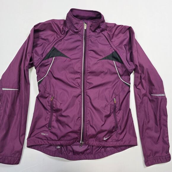 Nike Fit Cycling Elite Barrier Jacket Women's Small Purple Reflective Vented 2-1 - Picture 5 of 14